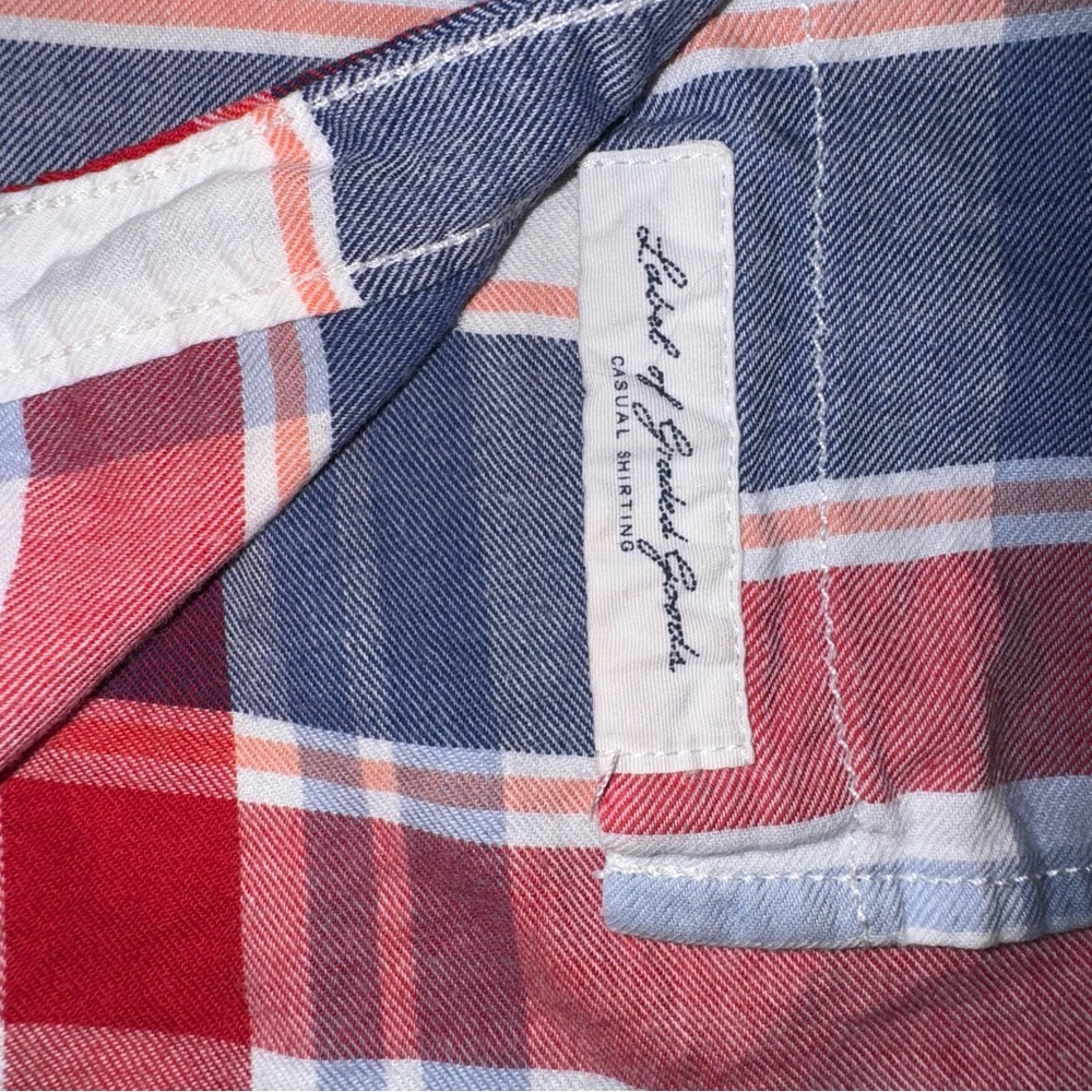 LOGG H&M Women’s Shirt 6 Red White Blue Plaid Button Up‎ Fall Casual Country USA - Picture 7 of 12